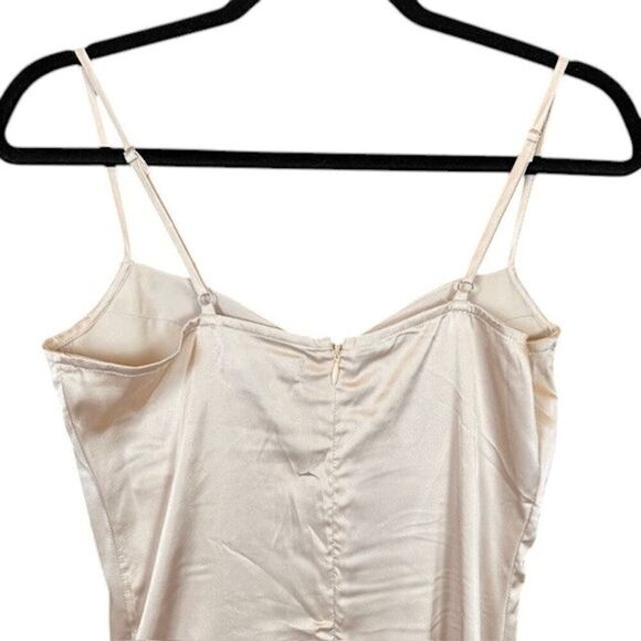 Lulus A Lot of Allure Champagne Satin Ruched Bustier Bodycon Dress Size Small - Picture 6 of 13